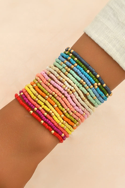 Multicolor Boho Bead Stretch Bracelet Set