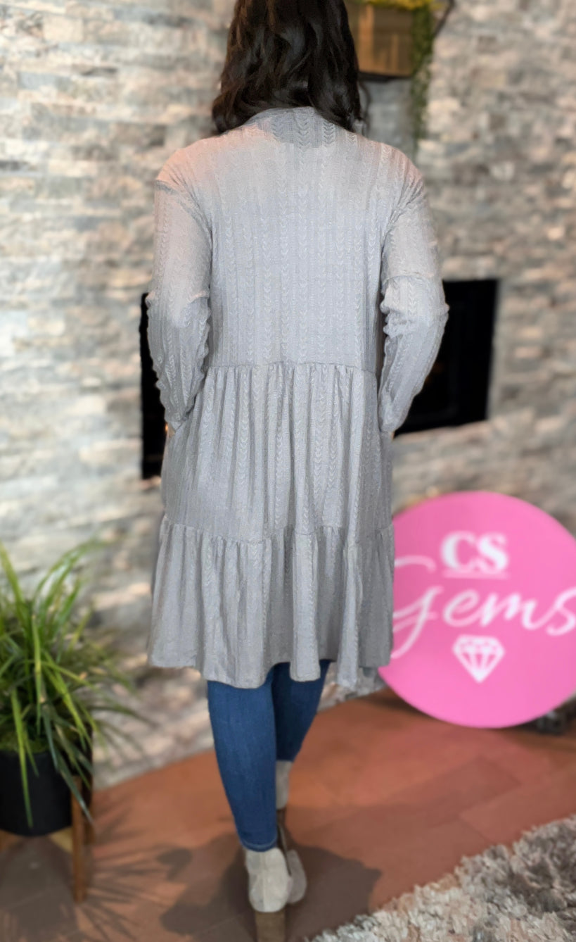 SILVER FOX Tier Down Long Sleeve Duster Cardigan
