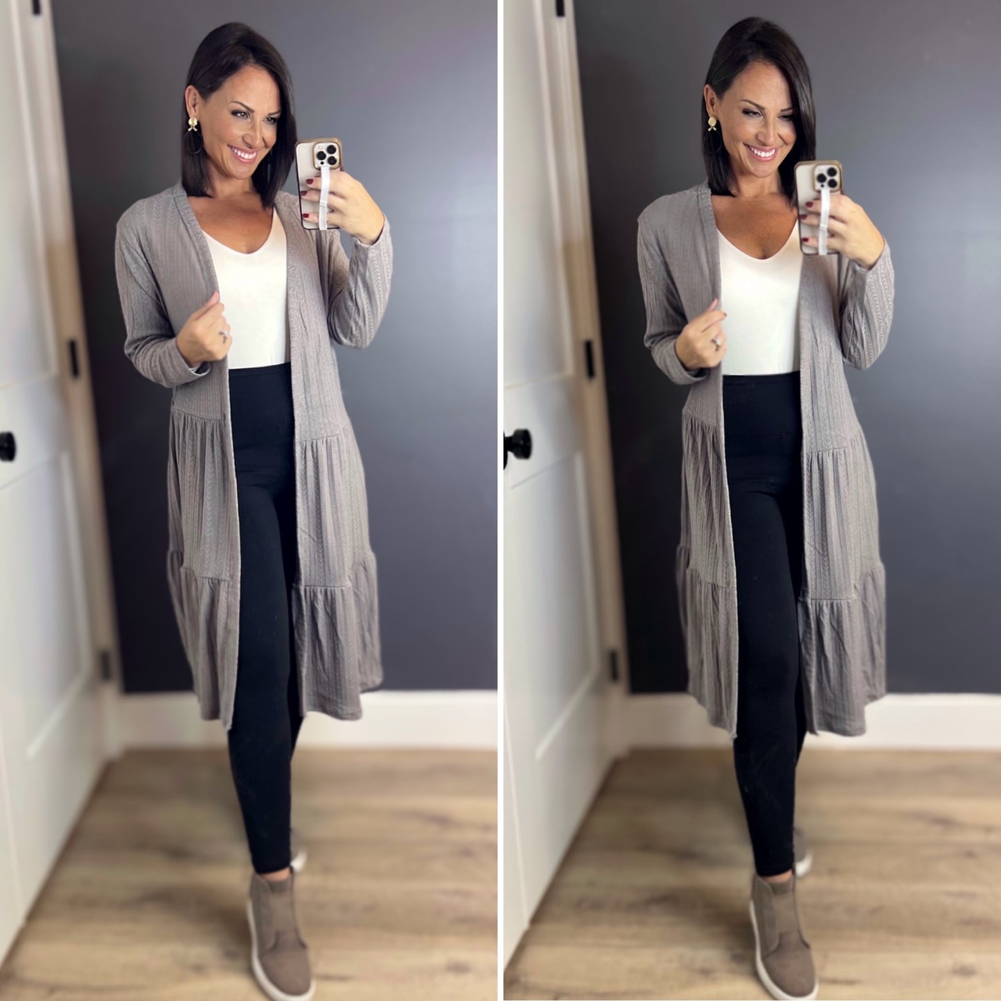 SILVER FOX Tier Down Long Sleeve Duster Cardigan