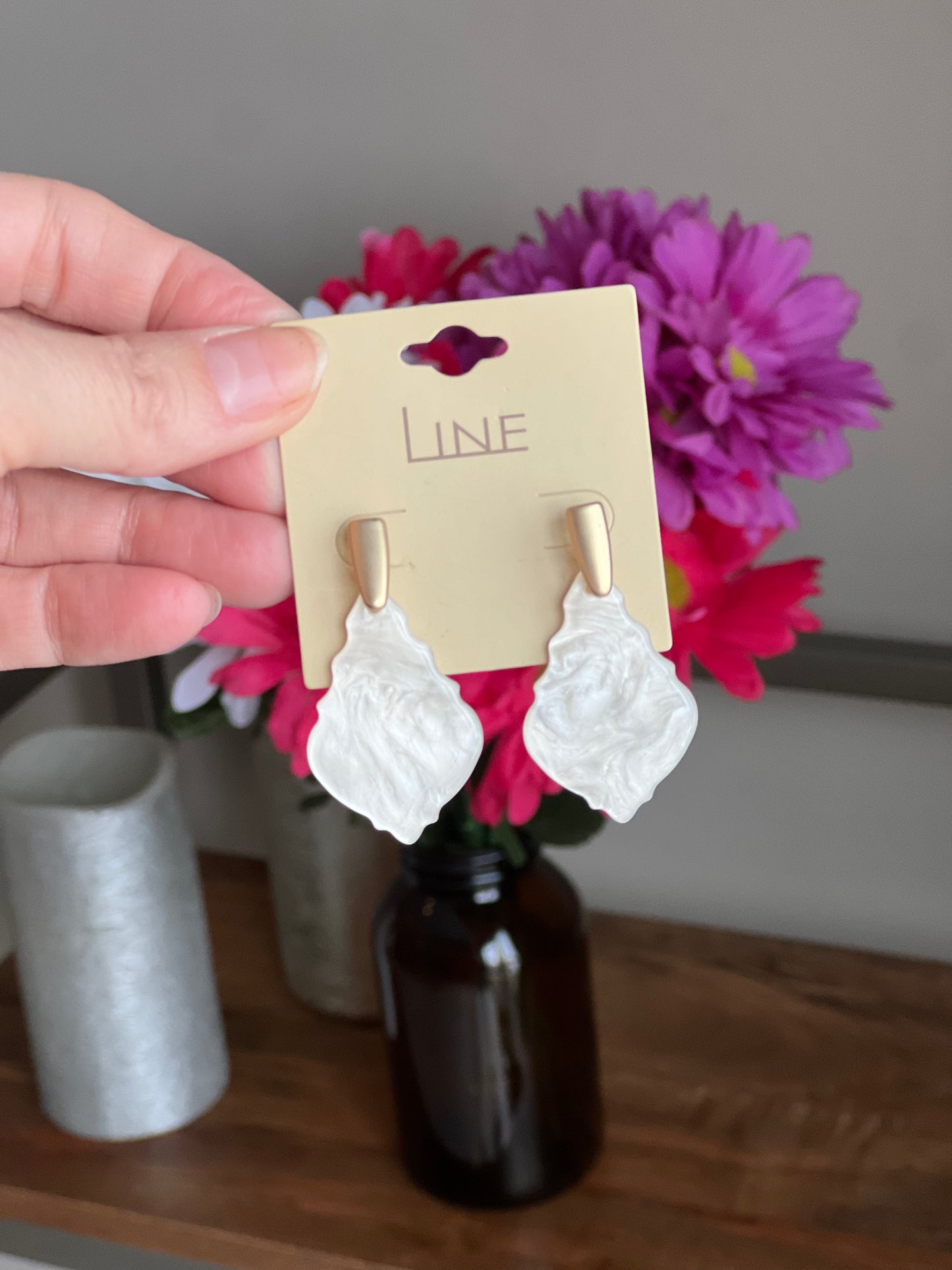 White Acrylic Moroccan Drop Earrings