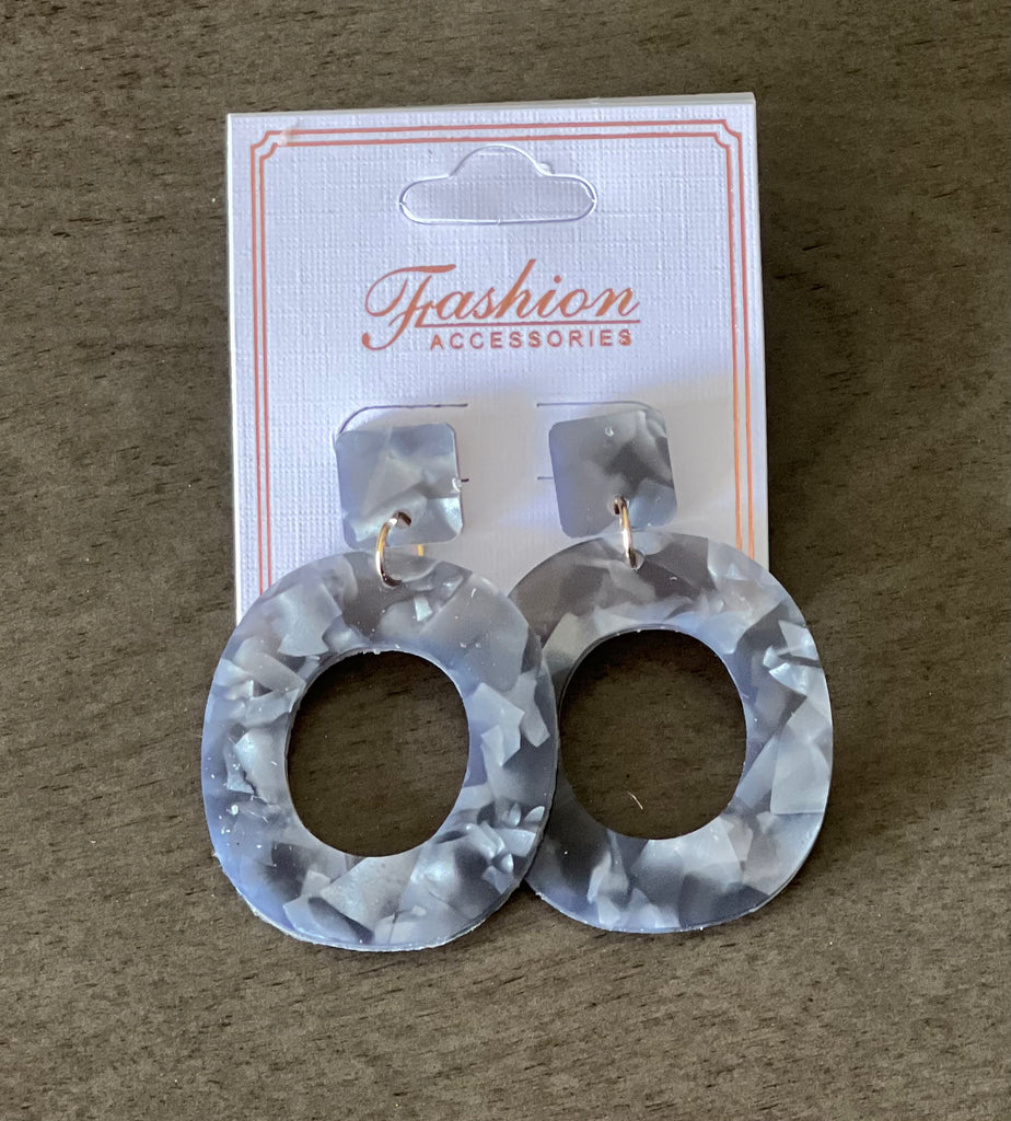Black Marble Acrylic Hoop Earrings