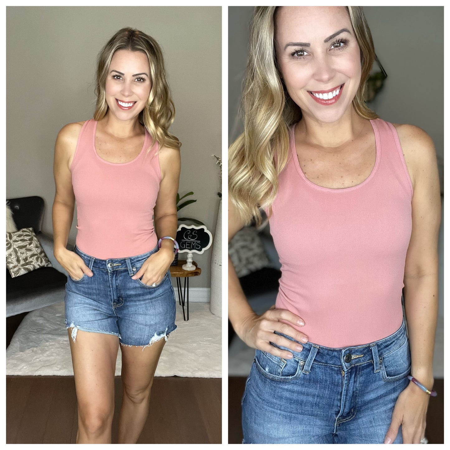 Mauve Seamless Tank Top with Racer Back