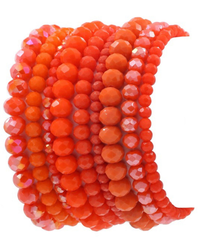 Orange Assorted Faceted Bead Bracelet Set