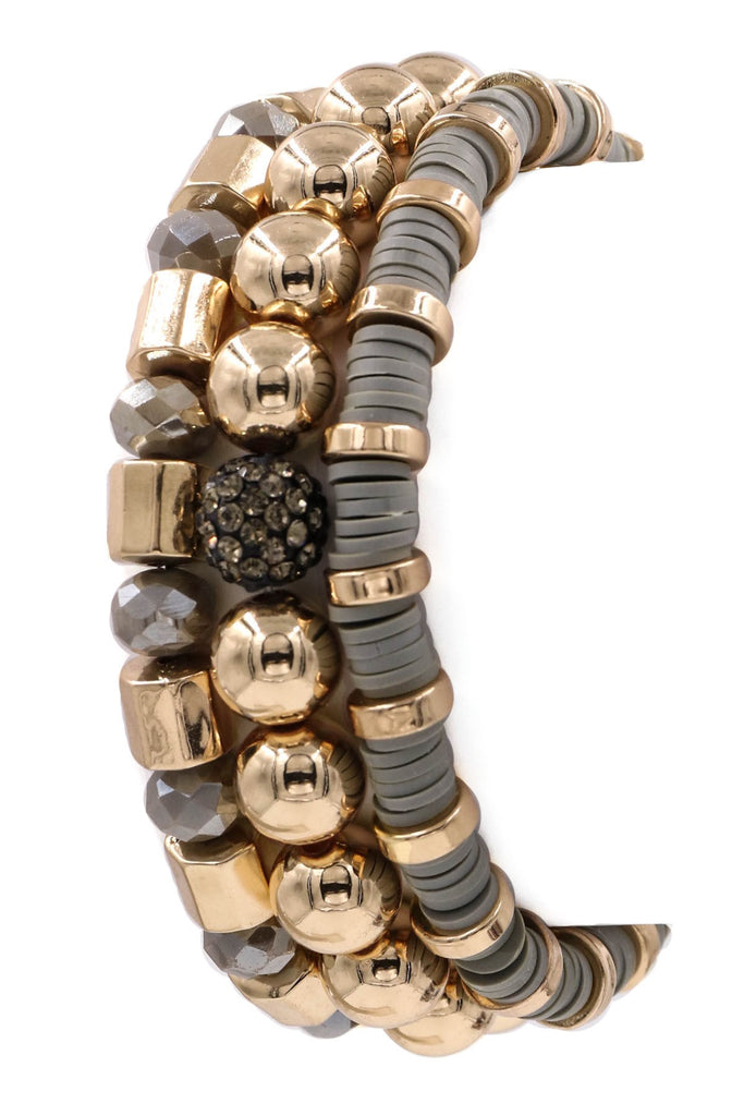Grey Assorted bead bracelet set
