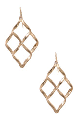 Worn Gold Metal diamond stitched earrings