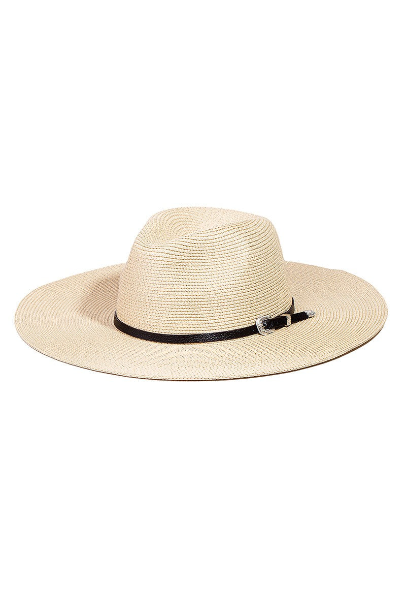 Ivory Straw Braided Belt Strap Fashion Hat