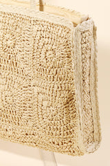 Ivory Straw Braided Rectangle Tote Bag