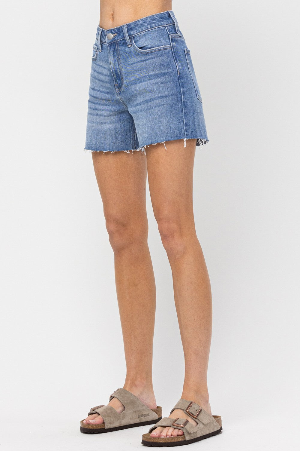 Medium Denim High Rise Mom Shorts