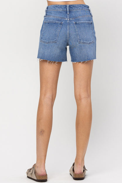 Medium Denim High Rise Mom Shorts