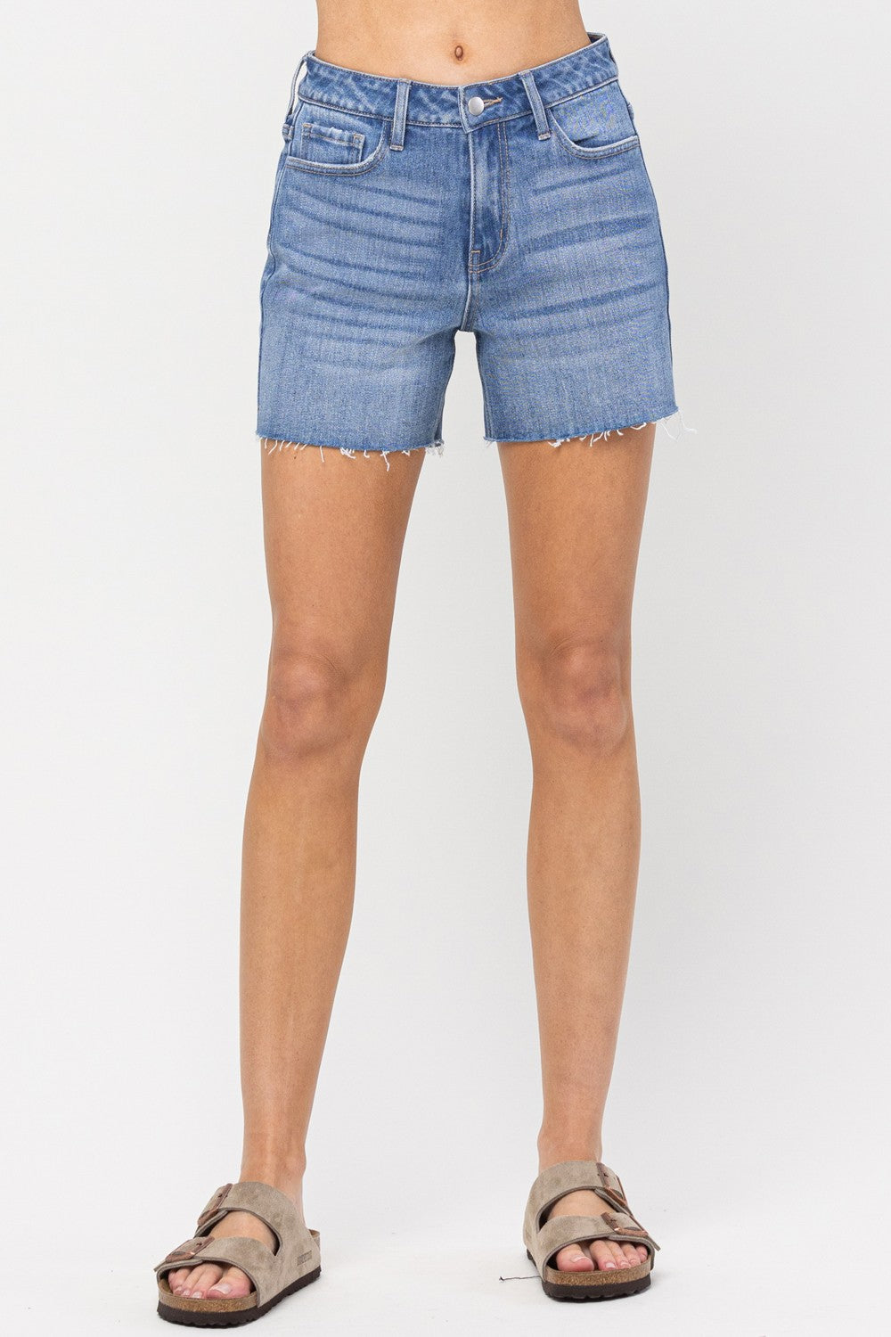 Medium Denim High Rise Mom Shorts