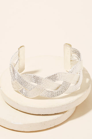 Silver Multi Strand Twist Cuff Bracelet