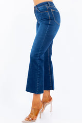 Dark Stone MID-RISE WIDE-LEG CROPPED JEANS (Doorbuster, final sale)