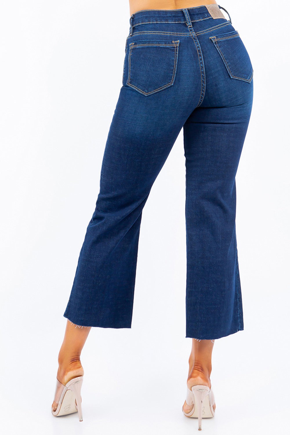 Dark Stone MID-RISE WIDE-LEG CROPPED JEANS (Doorbuster, final sale)