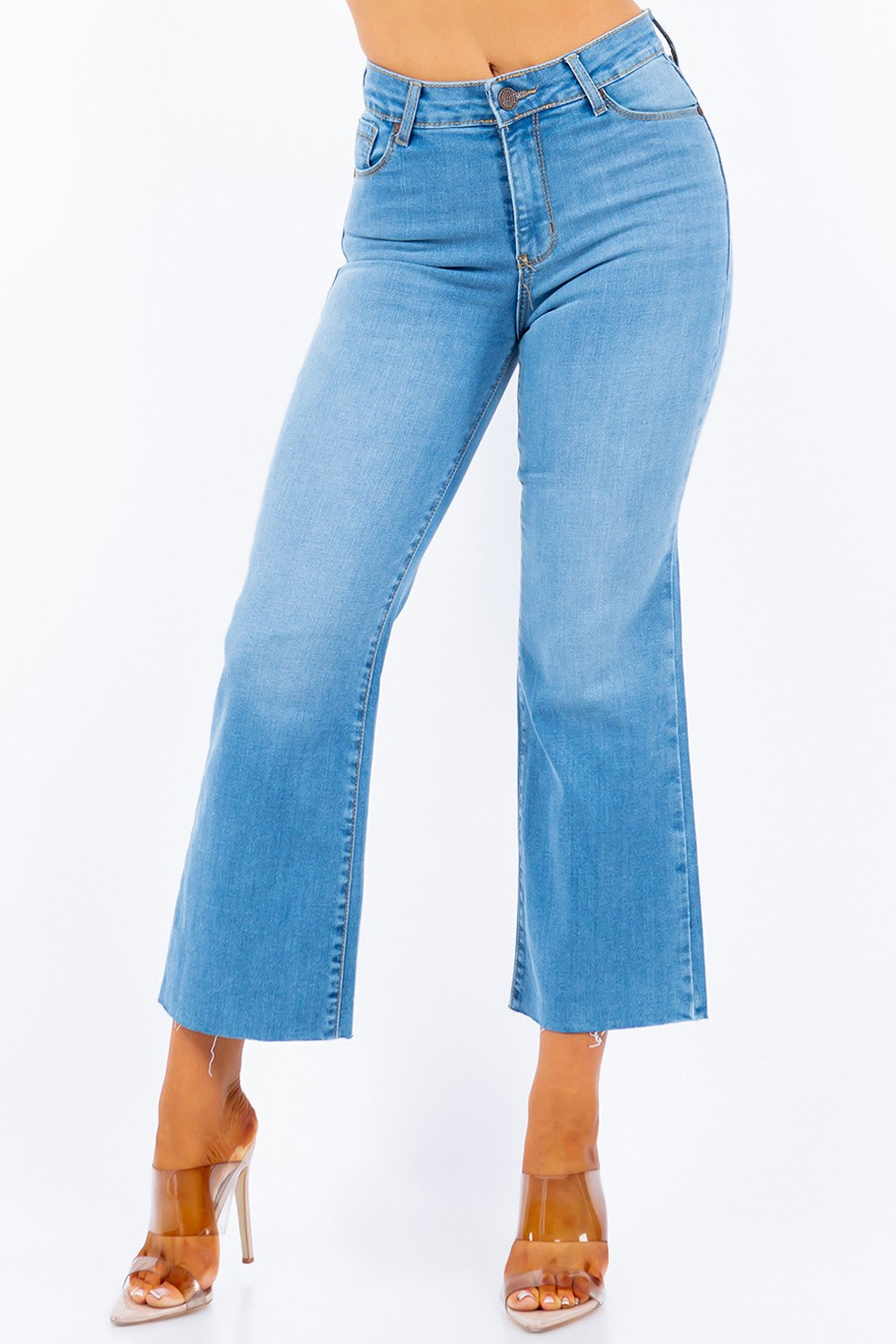 Light Stone Bleach MID-RISE LOOSE WIDE-LEG CROPPED JEANS (Doorbuster, final sale)