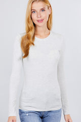 OATMEAL CREW NECK COTTON SPANDEX JERSEY TOP