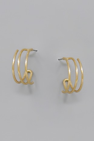 Gold Wired Metal Hoop Earrings