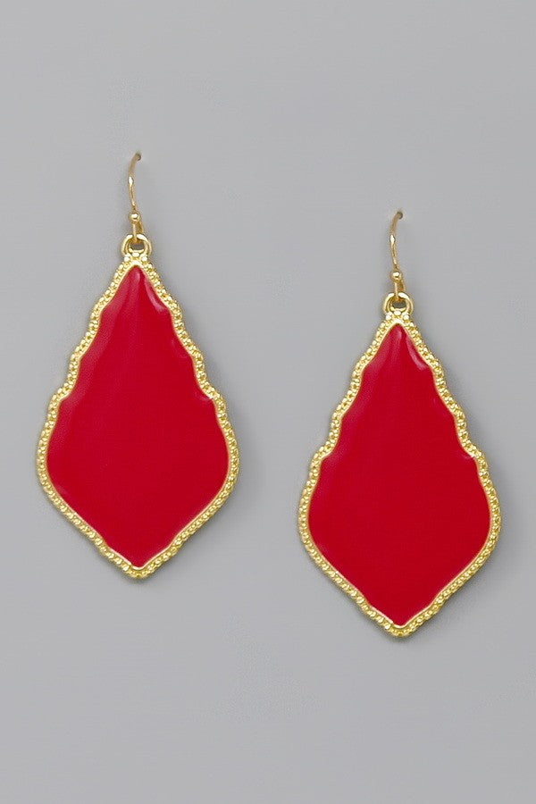 Red Moroccan Frame Enamel Drop Earrings