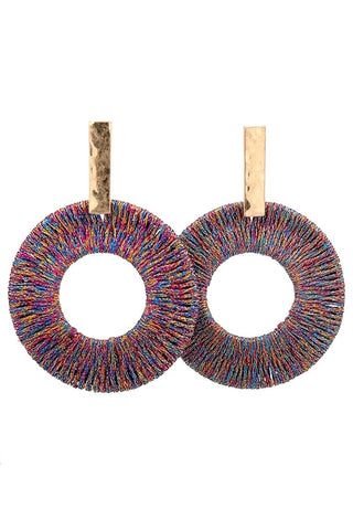 Multicolor Thread Circle Earrings