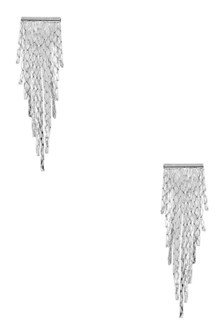 Silver Metal Tassel Drop Earrings