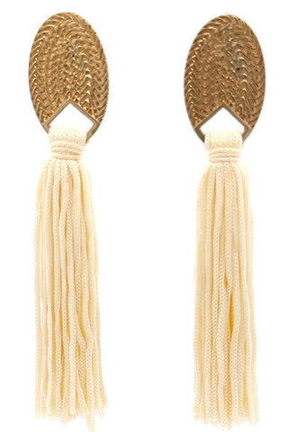 Ivory Thread Tassel Earrings