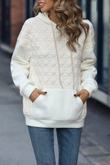 Beige Quilted Tunic Daily Hoodie