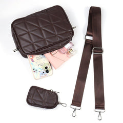 Dark Brown Faux Leather Crossbody Handbag