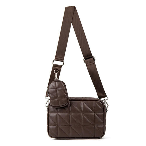 Dark Brown Faux Leather Crossbody Handbag