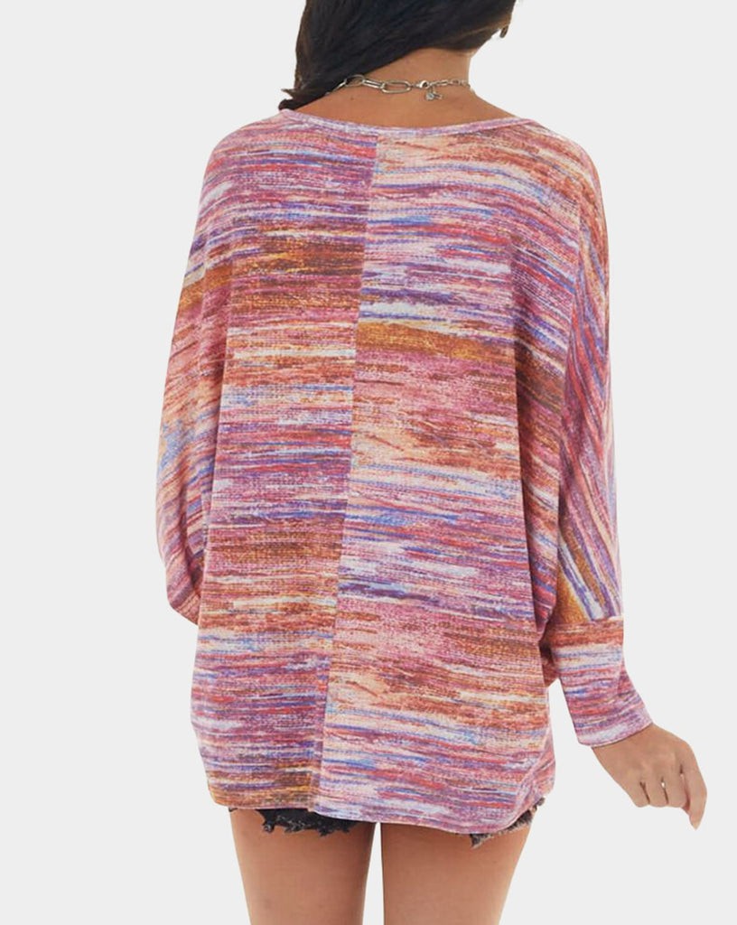 Multicolor Tie Dye Long Sleeve Top with FREE NECKLACE