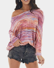 Multicolor Tie Dye Long Sleeve Top with FREE NECKLACE