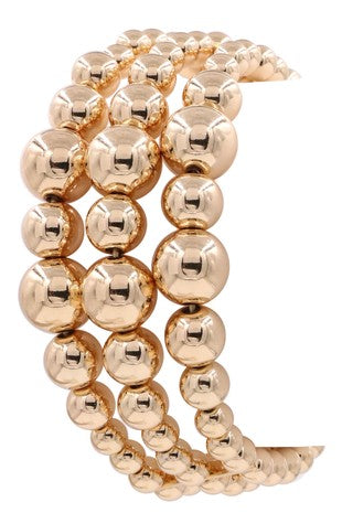 Gold Metal Ball Bead Layered Bracelet