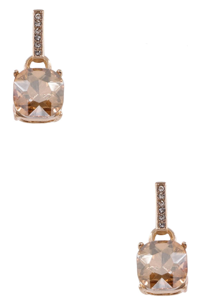 Champagne Glass Jewel Square Dangle Earrings