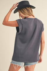 Grey Studded Short Sleeve Top