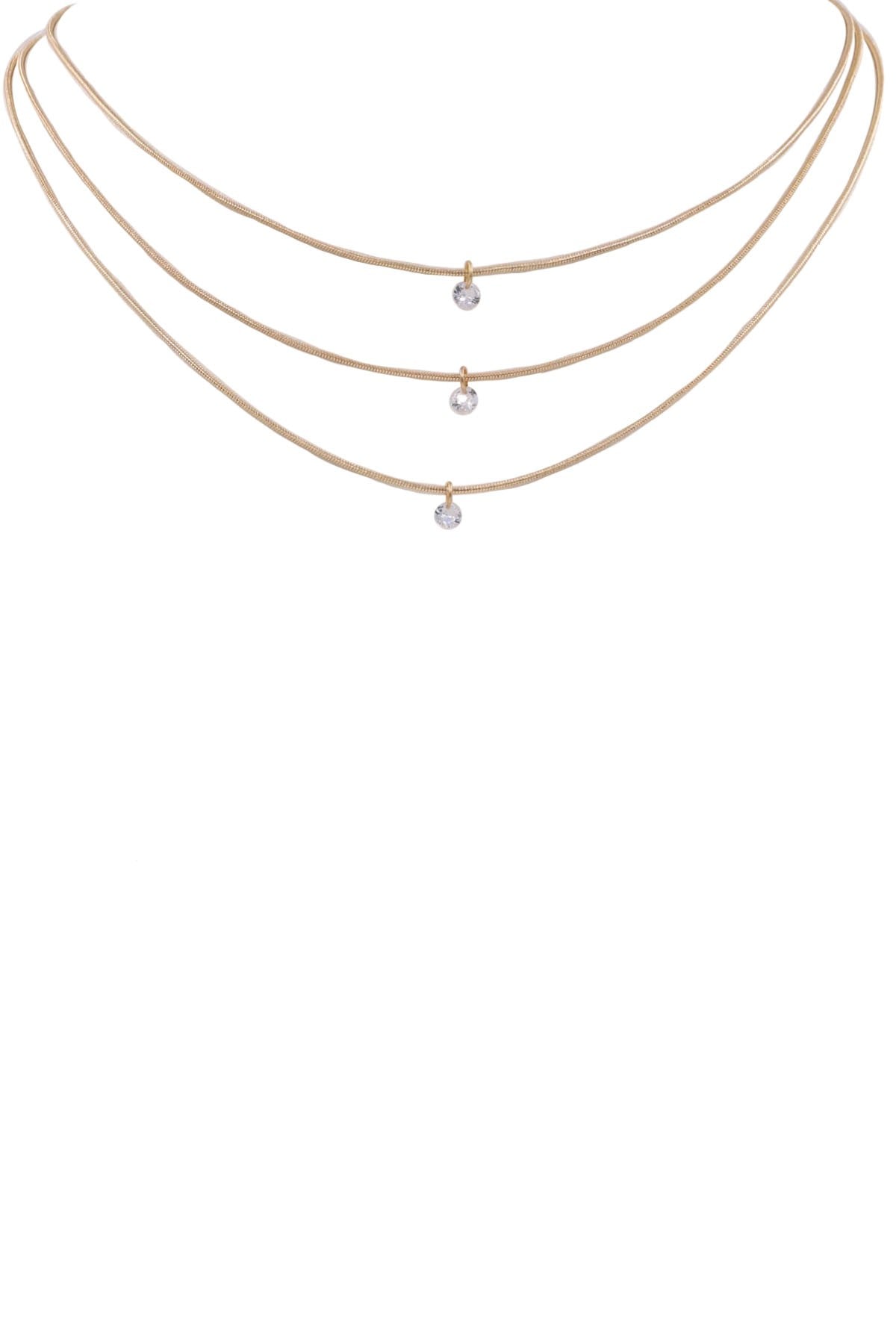 Gold Triple Layered Small Pendant Necklace