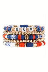 USA Independence Day Beaded Bracelet Set