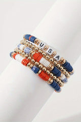 USA Independence Day Beaded Bracelet Set