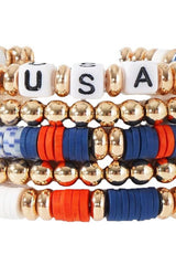 USA Independence Day Beaded Bracelet Set