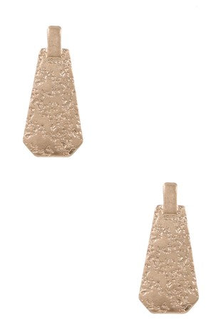 Gold Metal Hammered Textured Flat Earrings