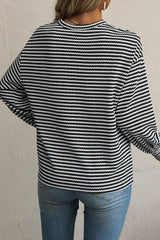 Black and White Striped Drop Shoulder Top