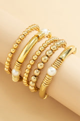 5pcs Pearl Plated Beaded Bracelet Set