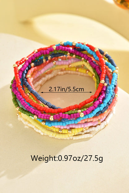 Multicolor Boho Bead Stretch Bracelet Set