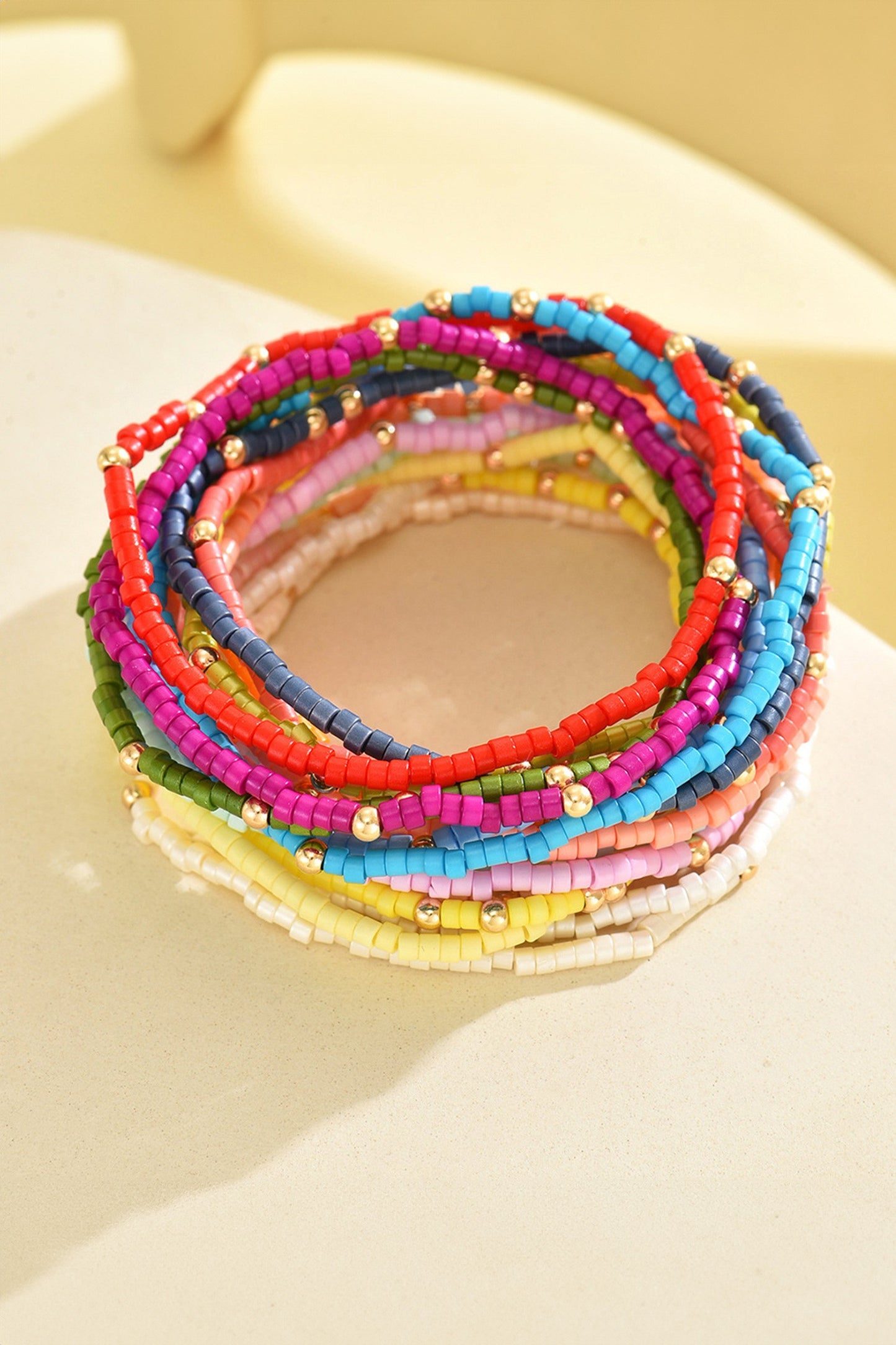 Multicolor Boho Bead Stretch Bracelet Set