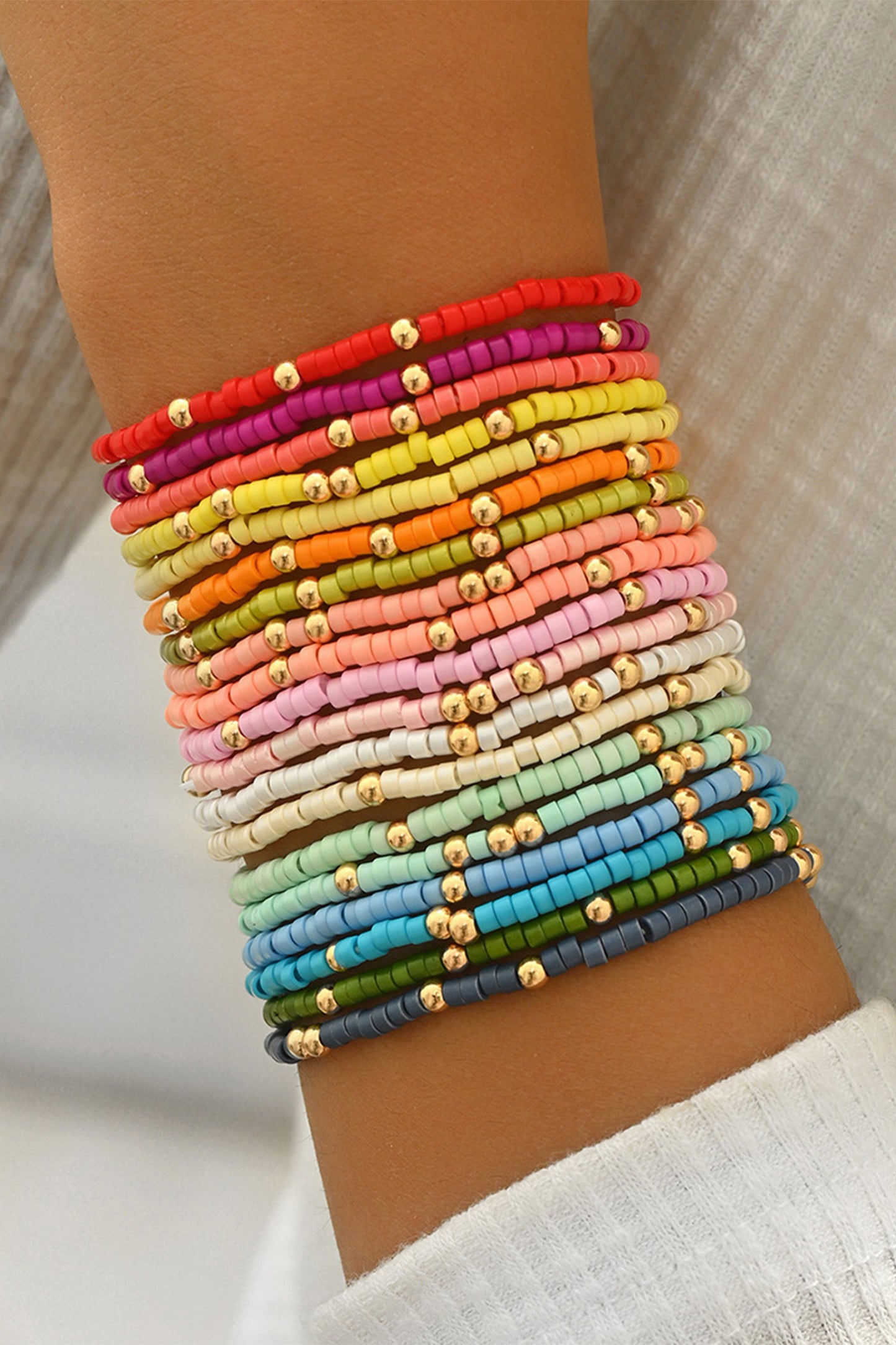 Multicolor Boho Bead Stretch Bracelet Set