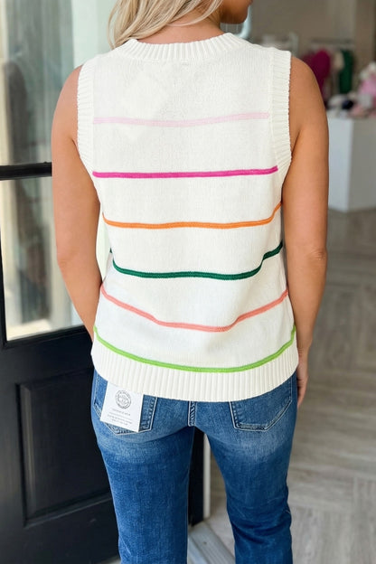 Multicolor Stripe Round Neck Knitted Sweater Tank