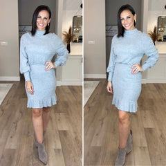 Heather Grey Solid brushed rib dress