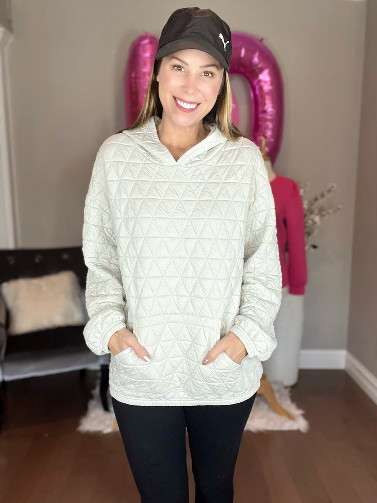 Grey Quilted Tunic Hoodie