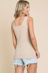 Bake Shell Scoop Neck Solid Tank Top