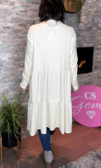 IVORY CREAM Tier Down Long Sleeve Duster Cardigan