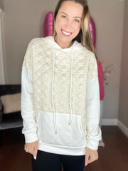 Beige Quilted Tunic Daily Hoodie