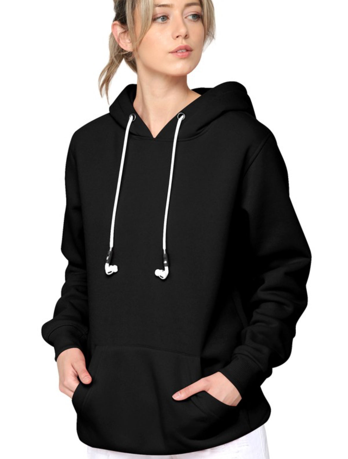 Black Hoodie with Air Pod Strap