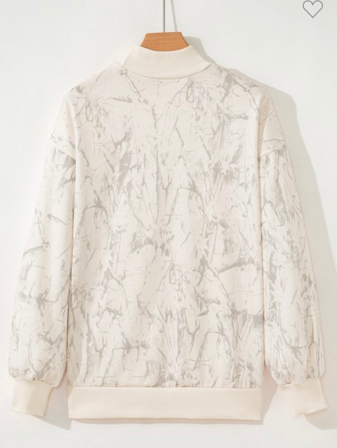 Beige Camo Mock Neck Baggy Sweatshirt
